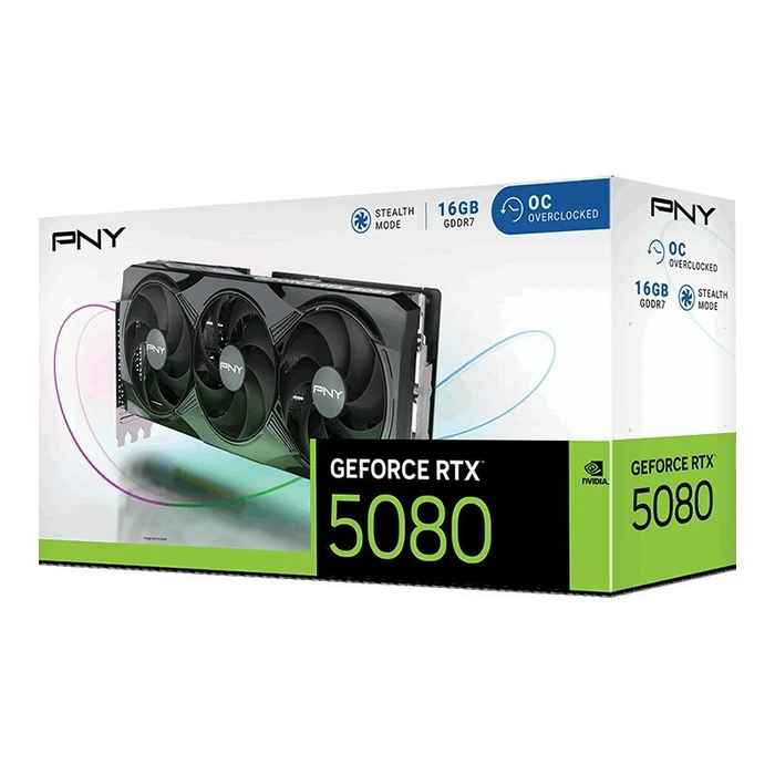 PNY GeForce RTX 5080 16GB GDDR7 Overclocked Triple Fan Graphics Card (VCG508016TFXPB1-O)