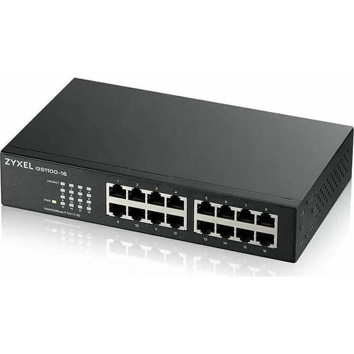 Zyxel GS1100-16 v1 Unmanaged L2 Switch, 16-Port Gigabit Ethernet