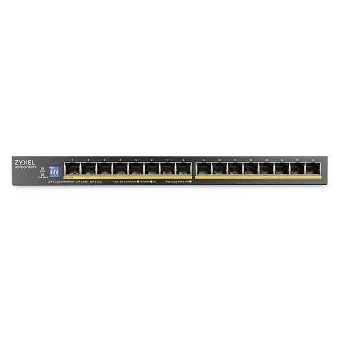 Zyxel GS1100-16EPS-EU0101F Managed L2 PoE+ Switch, 16-Port Gigabit (1 Gbps) — 135W PoE