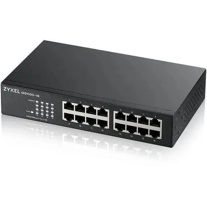 Zyxel GS1100-16EPS-EU0101F Managed L2 PoE+ Switch, 16-Port Gigabit (1 Gbps) — 135W PoE