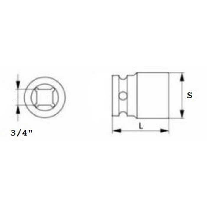 Jonnesway Air Impact Socket Square Drive Long 3/4" 32mm 90mm S03AD6132