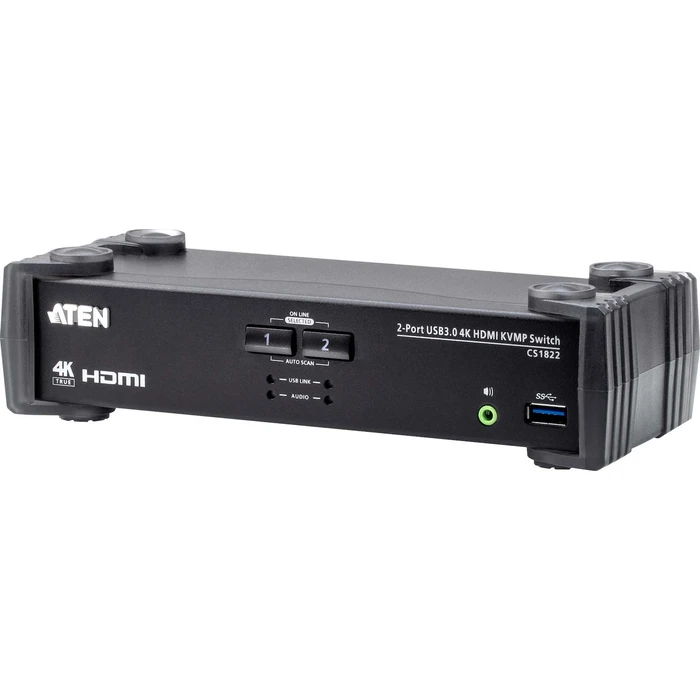 Aten Metatropies Antaptorres 2-Port USB 3.0 4K HDMI KVMP Switch with Audio Mixer Mode