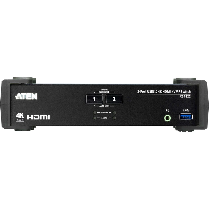 Aten Metatropies Antaptorres 2-Port USB 3.0 4K HDMI KVMP Switch with Audio Mixer Mode