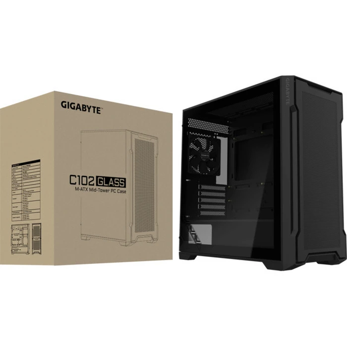 GIGABYTE C102 GLASS Black Midi Tower PC Case
