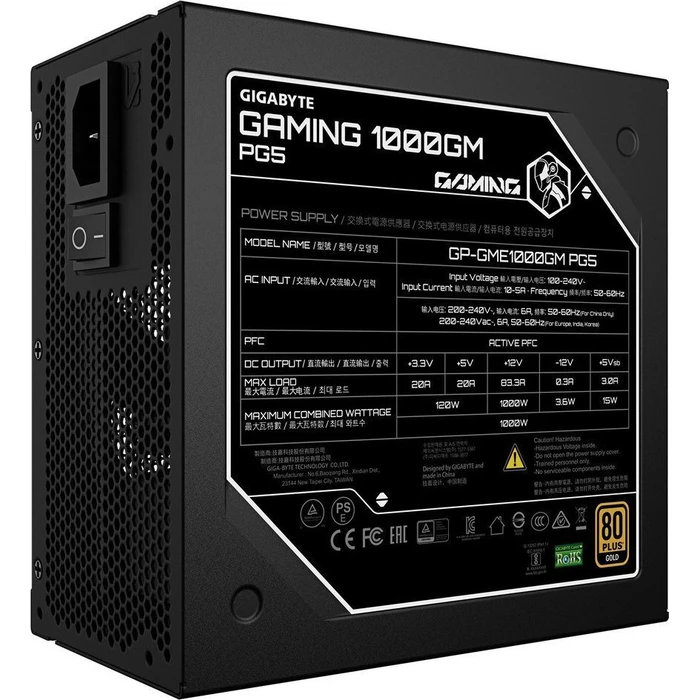 Gigabyte 1000GM PG5 1000W Μαύρο Τροφοδοτικό Υπολογιστή Full Modular 80 Plus Gold