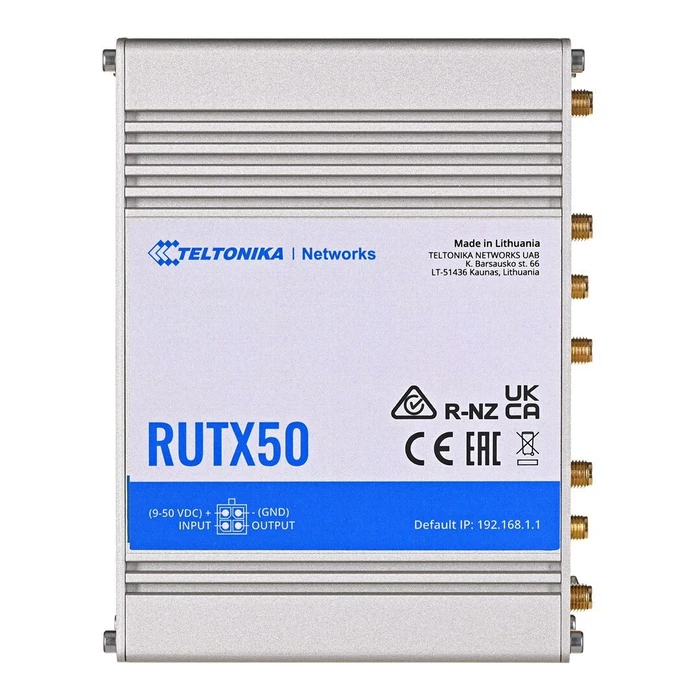 Teltonika RUTX50 5G Router Wi‑Fi 5, Dual SIM, 5x Gigabit Ethernet (1 WAN + 4 LAN)