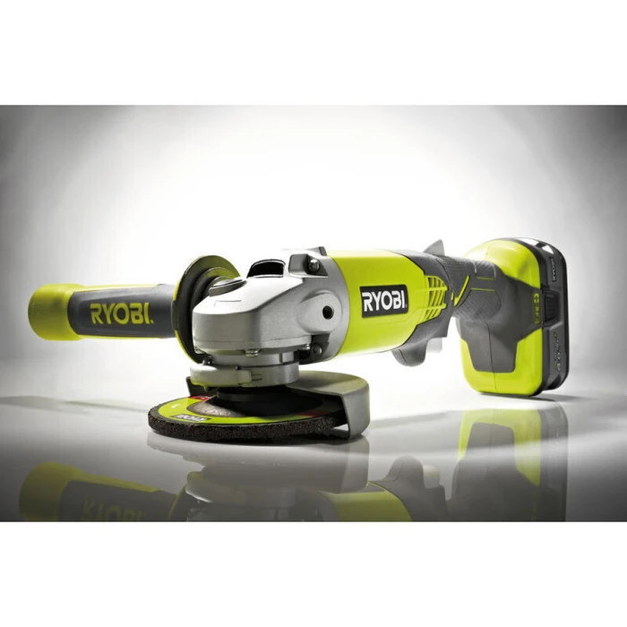 Γωνιακός τροχός Ryobi R18AG-140S με σετ: μπαταρία 4.0 Ah, φορτιστής, δίσκος λείανσης και τσάντα