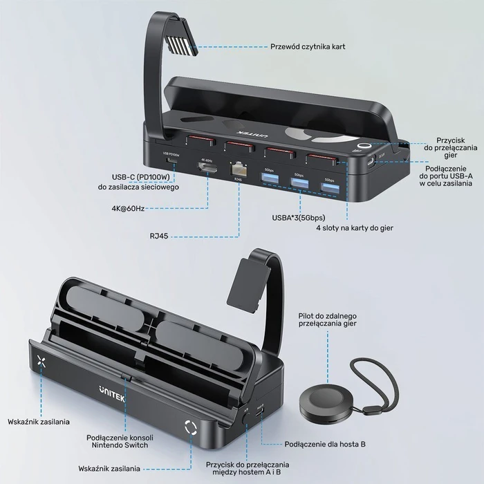 Unitek Βάση Φόρτισης Switch / Switch OLED Μαύρη G1002G01