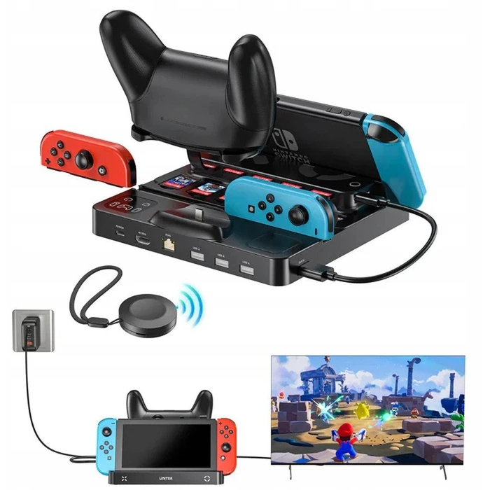 Unitek Σταθμός Φόρτισης για Nintendo Switch με Αναγνώστη Κάρτας Παιχνιδιών