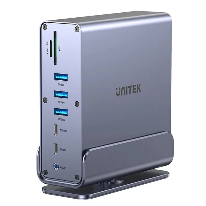 Unitek D1135A Docking Station USB-C - 3 Οθόνες, 4K, PD, Ethernet, Ασημί
