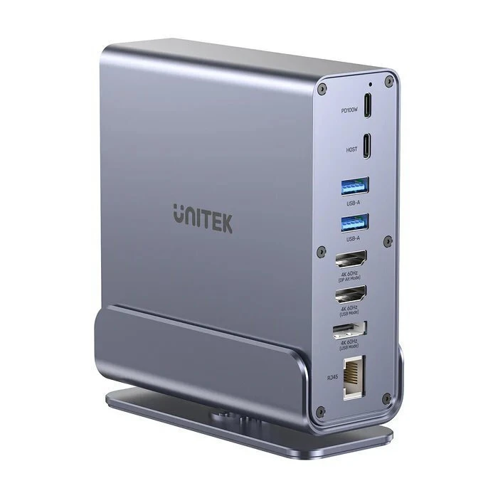 Unitek D1135A Docking Station USB-C - 3 Οθόνες, 4K, PD, Ethernet, Ασημί