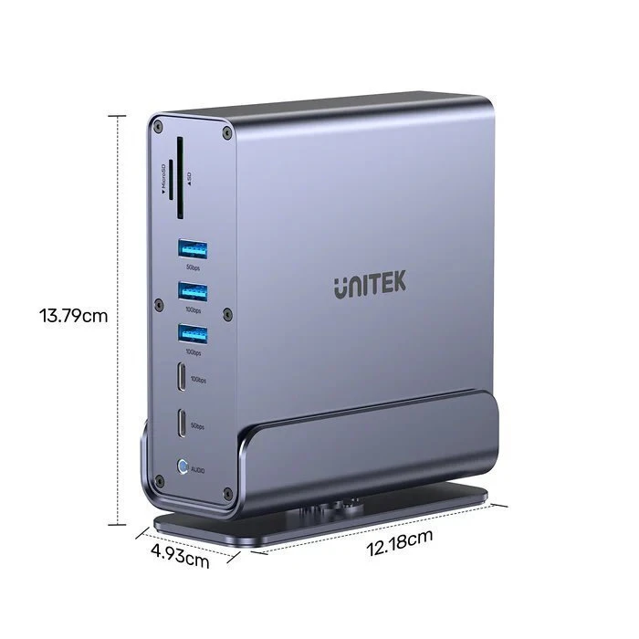 Unitek D1135A Docking Station USB-C - 3 Οθόνες, 4K, PD, Ethernet, Ασημί