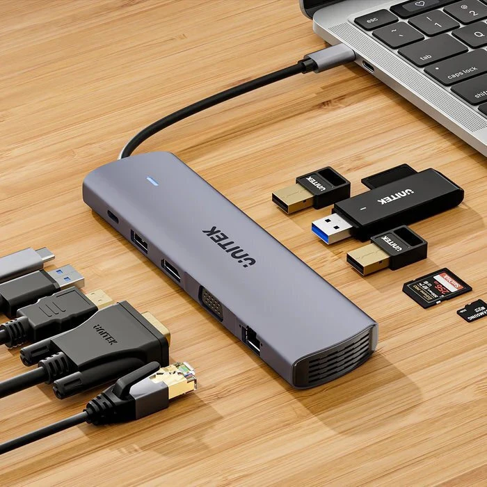 Unitek USB-C Docking Station / 11-in-1 USB-C Hub (uHUB U11+ D1113BGY) — HDMI 4K, 100W PD, Gigabit Ethernet, SD/microSD Card Reader