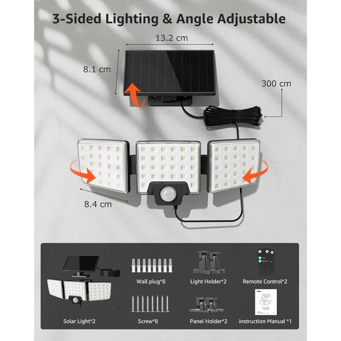Lampa Wall Solar Light 1000 lm Cool White 6500K with Motion Sensor & Remote PR640005
