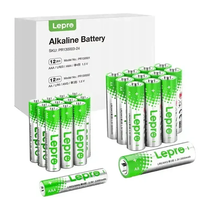 Lepro Alkaline Batteries AA/AAA 1.5V 24pcs (12x AA 2800mAh, 12x AAA 1200mAh)