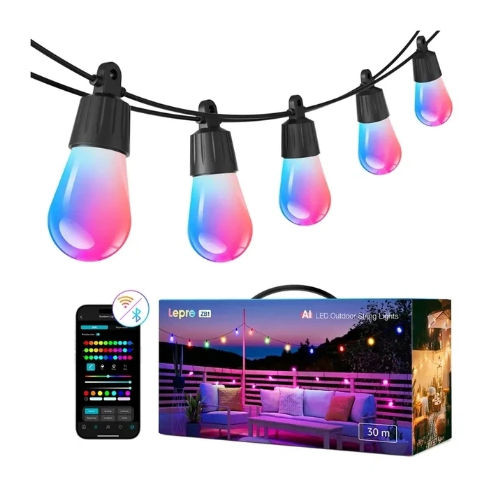 Lepro Waterproof Smart Light Garland IP44 30m with 30 Warm White Bulbs ZB1-30-EU