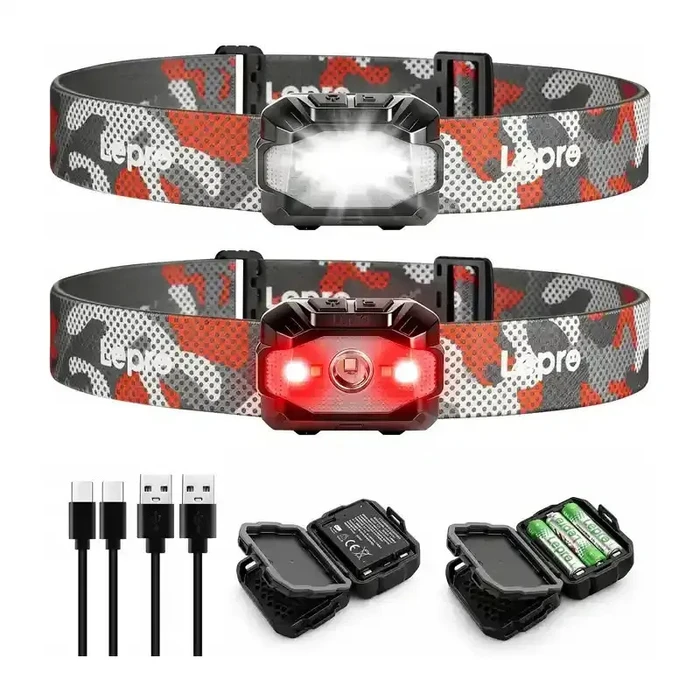 Lepro Επαναφορτιζόμενος Φακός Κεφαλής LED IPX4 300 lm - 2τμχ (320023-2)