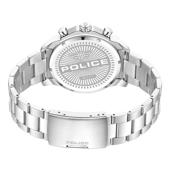 Police Ανδρικό Ρολόι PEWJK0021004M 44mm Ασημί Μεταλλικό Μπρασελέ Μπλε Καντράν