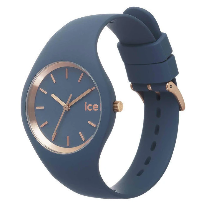 Ice Glam Brushed Women's 36mm Quartz Analog Watch with Blue Silicone Strap IC020545