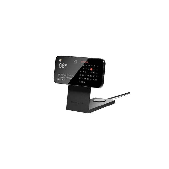 Native Union Rise 3-in-1 Qi2 Wireless Charger with USB-C Cable 15W and 35W Wall Charger (Black)