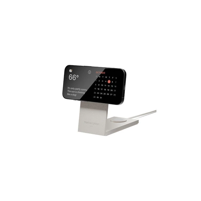 Native Union Rise 3-in-1 Ασύρματος Φορτιστής Qi2 15W με Καλώδιο USB-C 2m και Φορτιστή Τοίχου 35W (GaN) - Light Grey