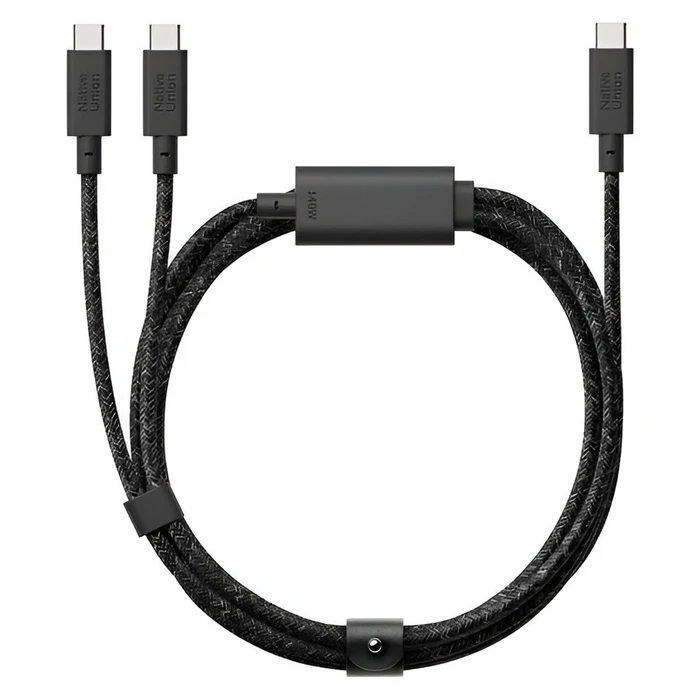 Native Union Καλώδιο USB-C σε 2 USB-C 140W 480Mbps 2m Μαύρο (Belt)