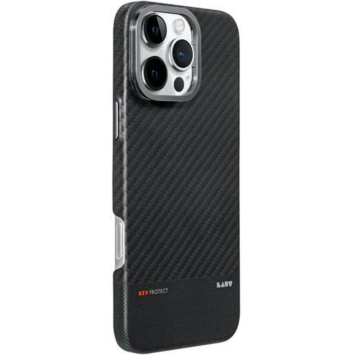LAUT Kev Protect Aramid Fiber Back Cover with Tempered Glass and MagSafe (iPhone 16 Pro) - Black