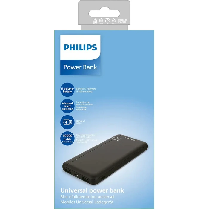 Philips Power Bank 10000 mAh Slim Black