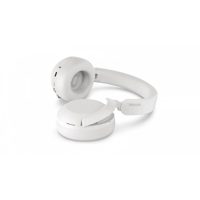 Philips TAH8000E Ασύρματα / Ενσύρματα Over Ear Ακουστικά και Quick Charge Λευκά