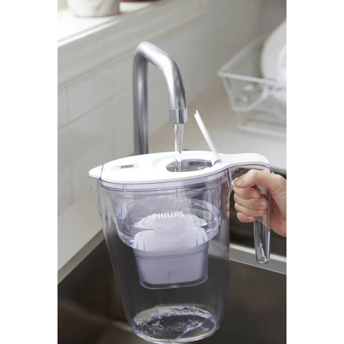 Philips water filter jug 2.6 L with 3 Micro X-Clean Softening+ filters, white