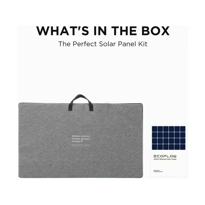 EcoFlow Foldable 220W Bifacial Solar Panel Charger (for Rechargeable Batteries / Portable Devices) (50062001)