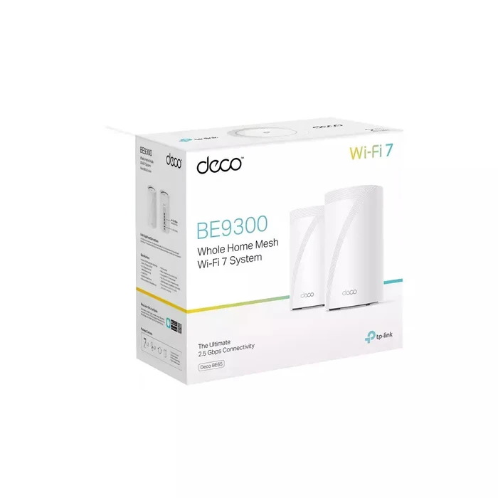 TP-LINK Router Deco BE65 2 Pack BE9300 Whole Home Mesh Wi-Fi 7 System Tri Band