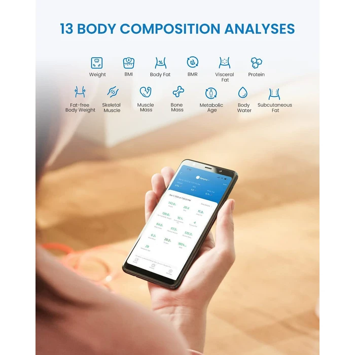 Renpho Ζυγαριά Μπάνιου Smart WLAN Bluetooth Μαύρη Elis Solar 2 PEU R A020 BK