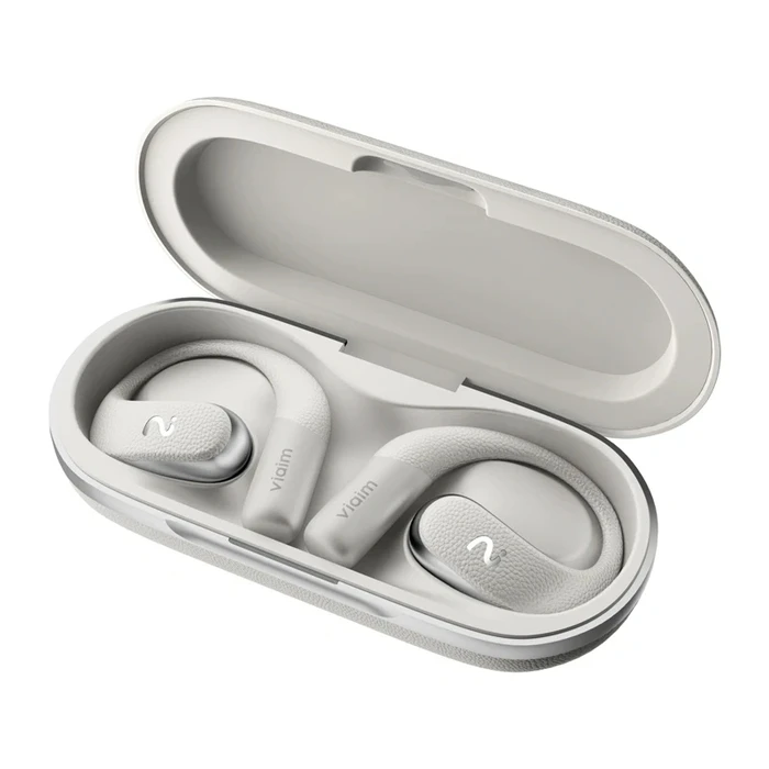 Viaim OpenNote Open Ear Bluetooth Handsfree Earphones Sweat-resistant with Charging Case, Grey