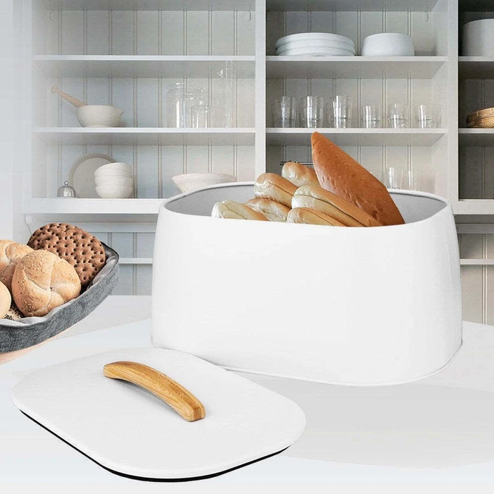 Maestro Bread Box with Lid Inox White MR-1675-WHITE