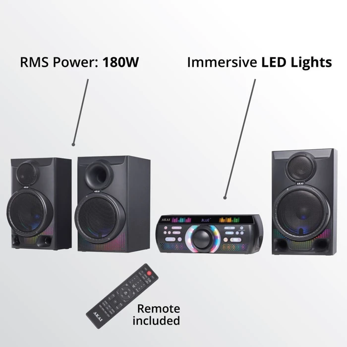 AKAI Ηχοσύστημα Home Entertainment Trinitone Sound Fusion System 3.1 Bluetooth 5.0 180W RMS
