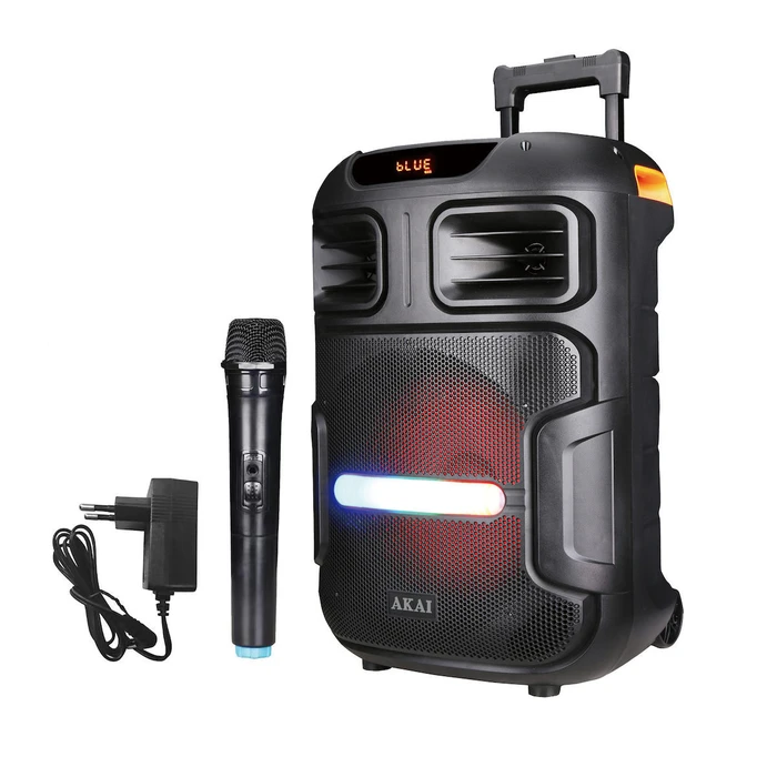 AKAI Party Speaker with Trolley ABTS-X5 Fusion 50W RMS Bluetooth 5.0 TWS USB TF AUX FM Wireless Microphone