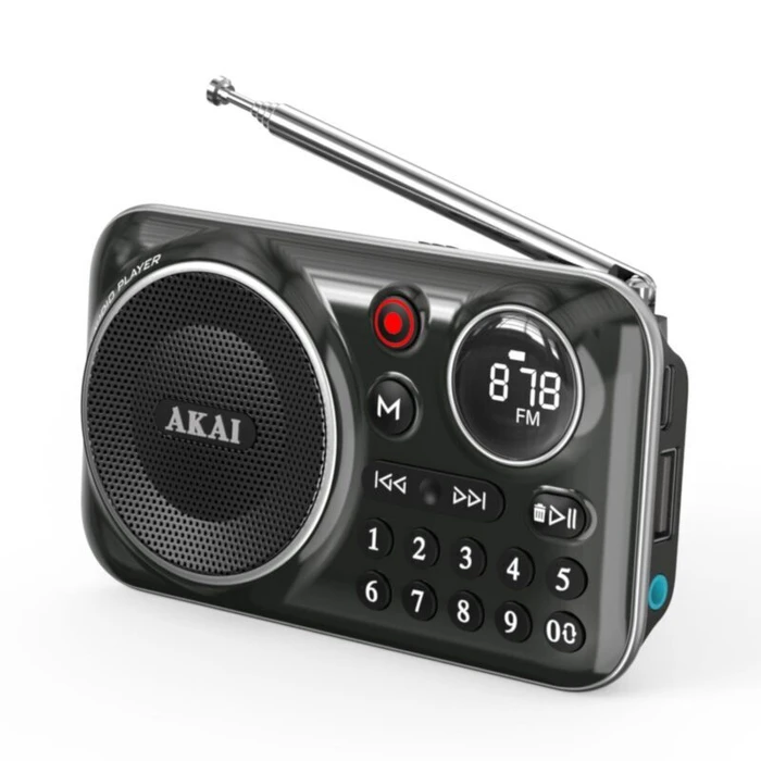 Φορητό Ραδιόφωνο Akai APR-500BK Μαύρο με Bluetooth, USB, TF, REC, έξοδο ακουστικών και οθόνη-2.5W (ΔΕΝ ΛΕΙΤΟΥΡΓΟΥΣΕ Ο ΗΧΟΣ ΜΕ ΤΛΑΙΠΩΡΗΜΕΝΗ ΣΥΣΚΕΥΑΣΙΑ /ΧΩΡΙΣ MANUAL)