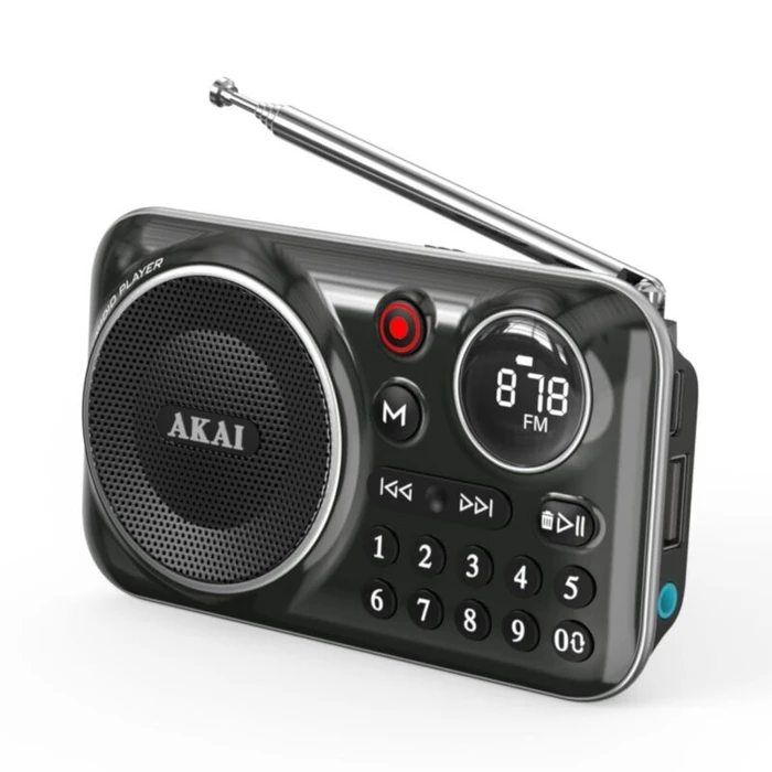 Φορητό Ραδιόφωνο Akai APR-500BK Μαύρο με Bluetooth, USB, TF, REC, έξοδο ακουστικών και οθόνη-2.5W (ΔΕΝ ΛΕΙΤΟΥΡΓΟΥΣΕ Ο ΗΧΟΣ ΜΕ ΤΛΑΙΠΩΡΗΜΕΝΗ ΣΥΣΚΕΥΑΣΙΑ /ΧΩΡΙΣ MANUAL)