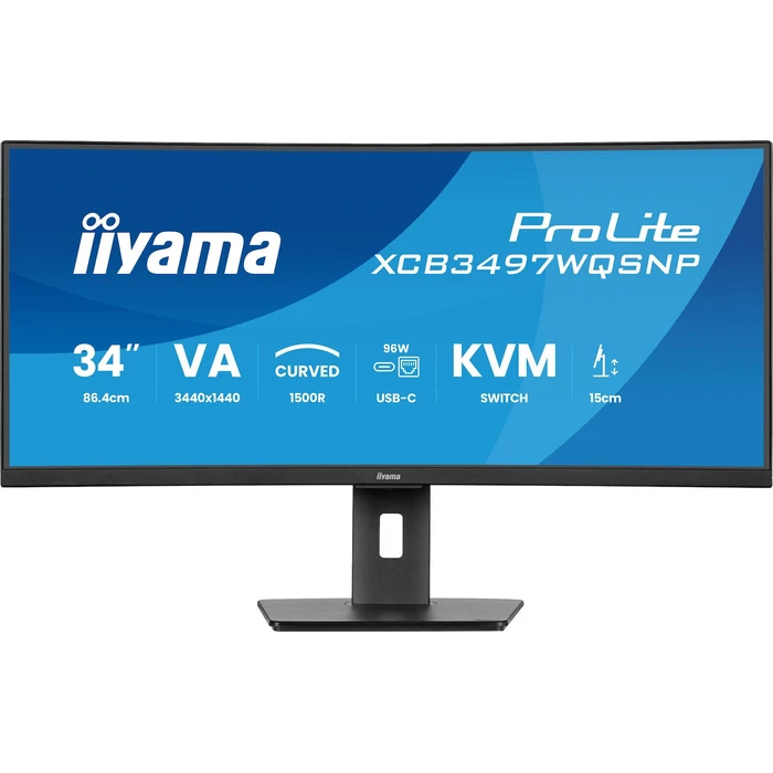 iiyama Monitor ProLite XCB3497WQSNP-B1 34 Inch Curved UWQHD 120Hz USB C Dock KVM