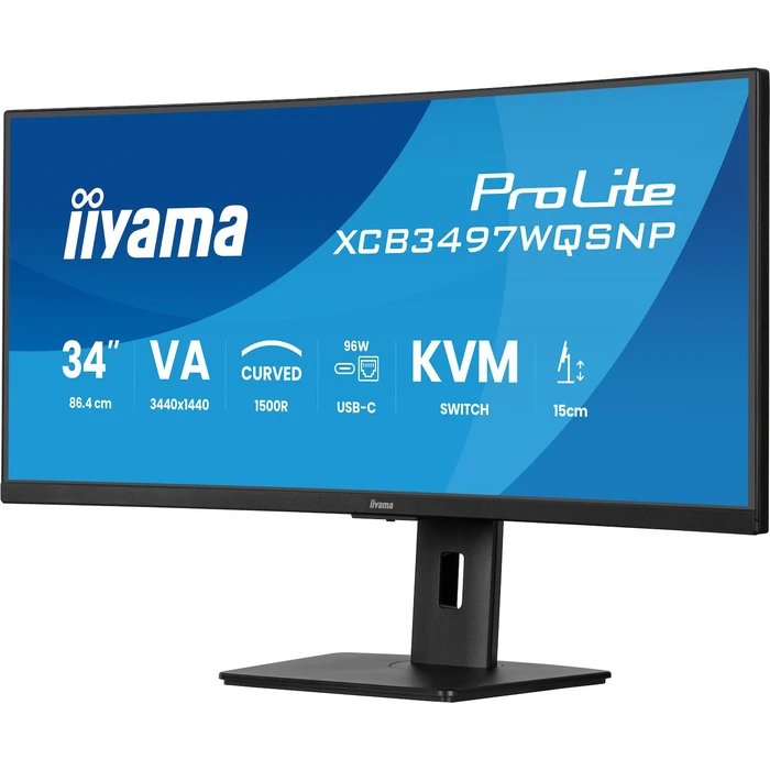 iiyama Monitor ProLite XCB3497WQSNP-B1 34 Inch Curved UWQHD 120Hz USB C Dock KVM