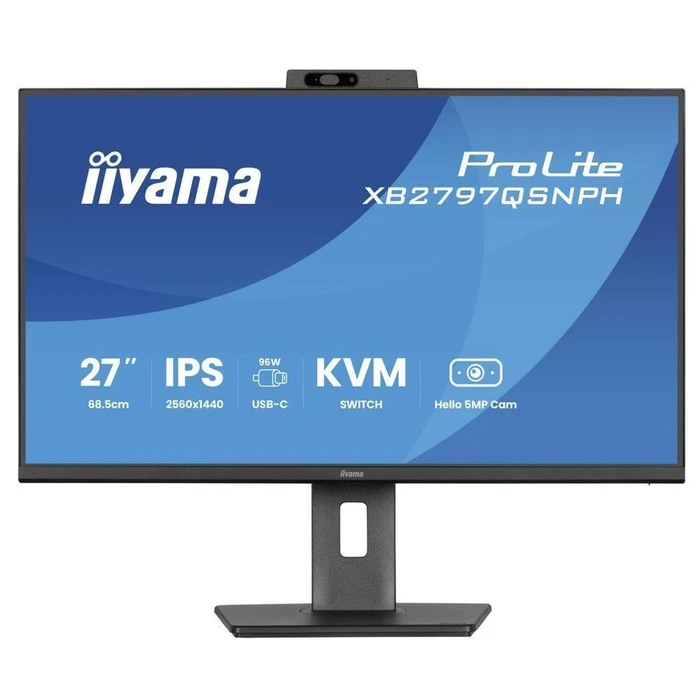 Iiyama ProLite XB2797QSNPH-B1 27" QHD (2560x1440) IPS Monitor — 1ms GTG, 75Hz, HDMI, DisplayPort, USB-C, VESA, Speakers, Black