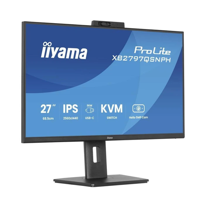 Iiyama ProLite XB2797QSNPH-B1 27" QHD (2560x1440) IPS Monitor — 1ms GTG, 75Hz, HDMI, DisplayPort, USB-C, VESA, Speakers, Black