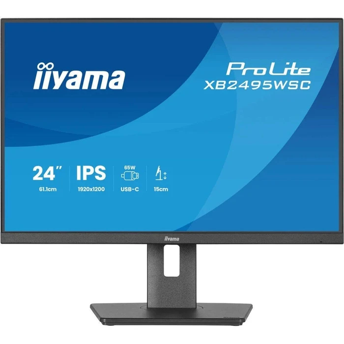 Iiyama ProLite XB2495WSC-B1 24.1" WUXGA (1920x1200) IPS Monitor 16:10 100 Hz 4 ms GTG USB-C HDMI USB Hub Pivot Height-Adjustable VESA Speakers