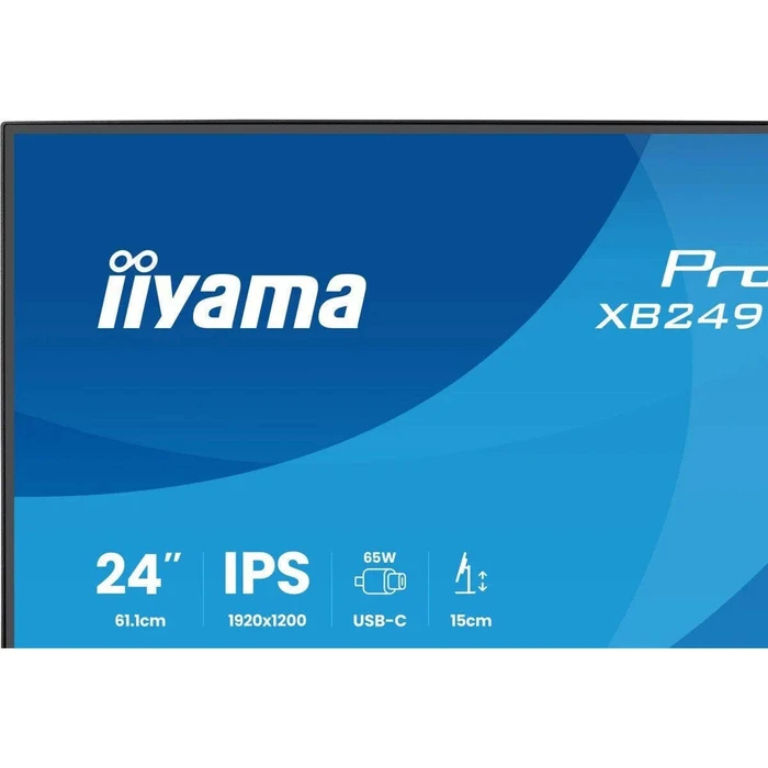 Iiyama ProLite XB2495WSC-B1 24.1" WUXGA (1920x1200) IPS Monitor 16:10 100 Hz 4 ms GTG USB-C HDMI USB Hub Pivot Height-Adjustable VESA Speakers