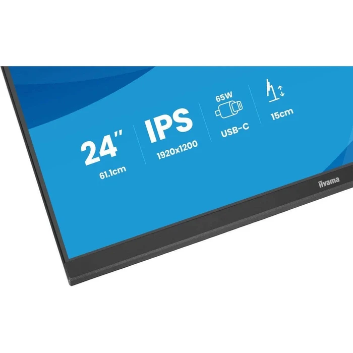 Iiyama ProLite XB2495WSC-B1 24.1" WUXGA (1920x1200) IPS Monitor 16:10 100 Hz 4 ms GTG USB-C HDMI USB Hub Pivot Height-Adjustable VESA Speakers