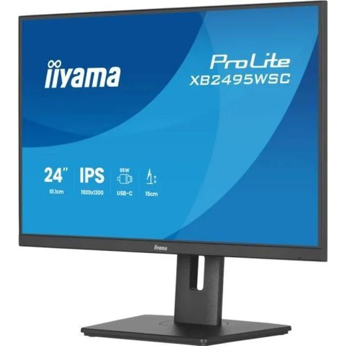 Iiyama ProLite XB2495WSC-B1 24.1" WUXGA (1920x1200) IPS Monitor 16:10 100 Hz 4 ms GTG USB-C HDMI USB Hub Pivot Height-Adjustable VESA Speakers
