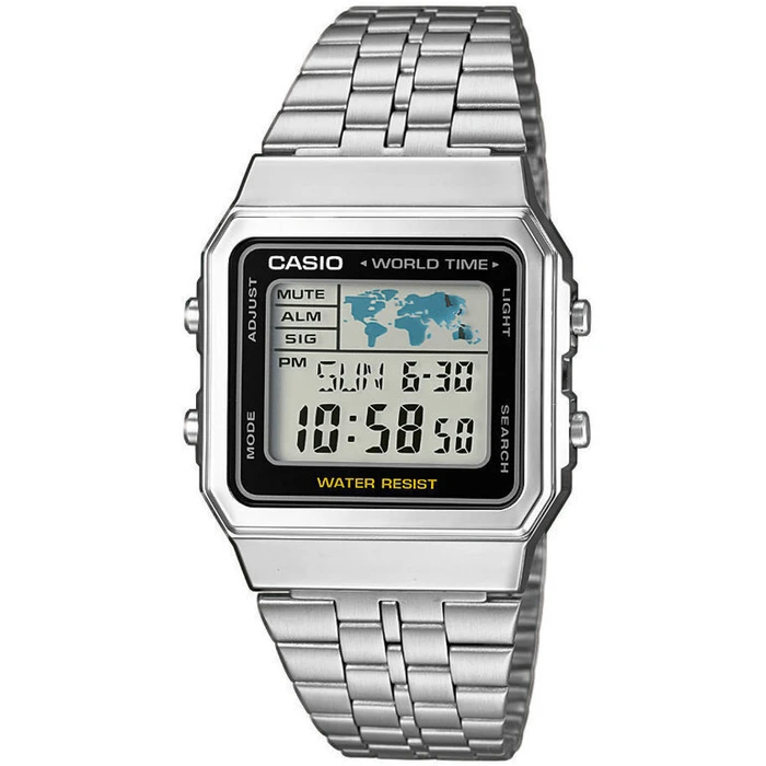 Casio A500WA-1DF Vintage Men's Quartz Watch 33 mm Silver Stainless Steel Bracelet