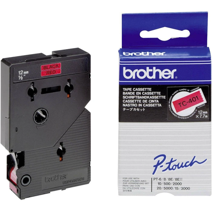 Κασέτα ταινίας Brother TC-401 12 mm κόκκινη/μαύρη