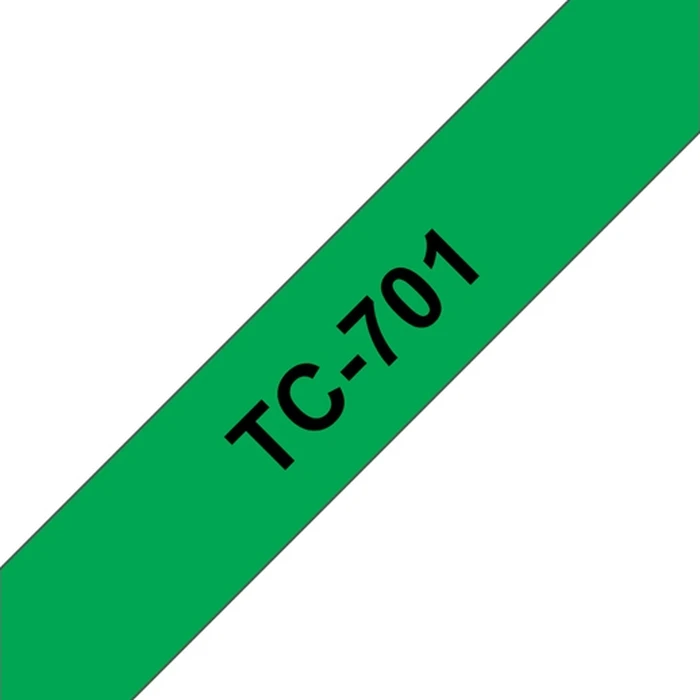 Brother Label Tape Cassette TC-701 12mm Green (Black Text) 7.7m